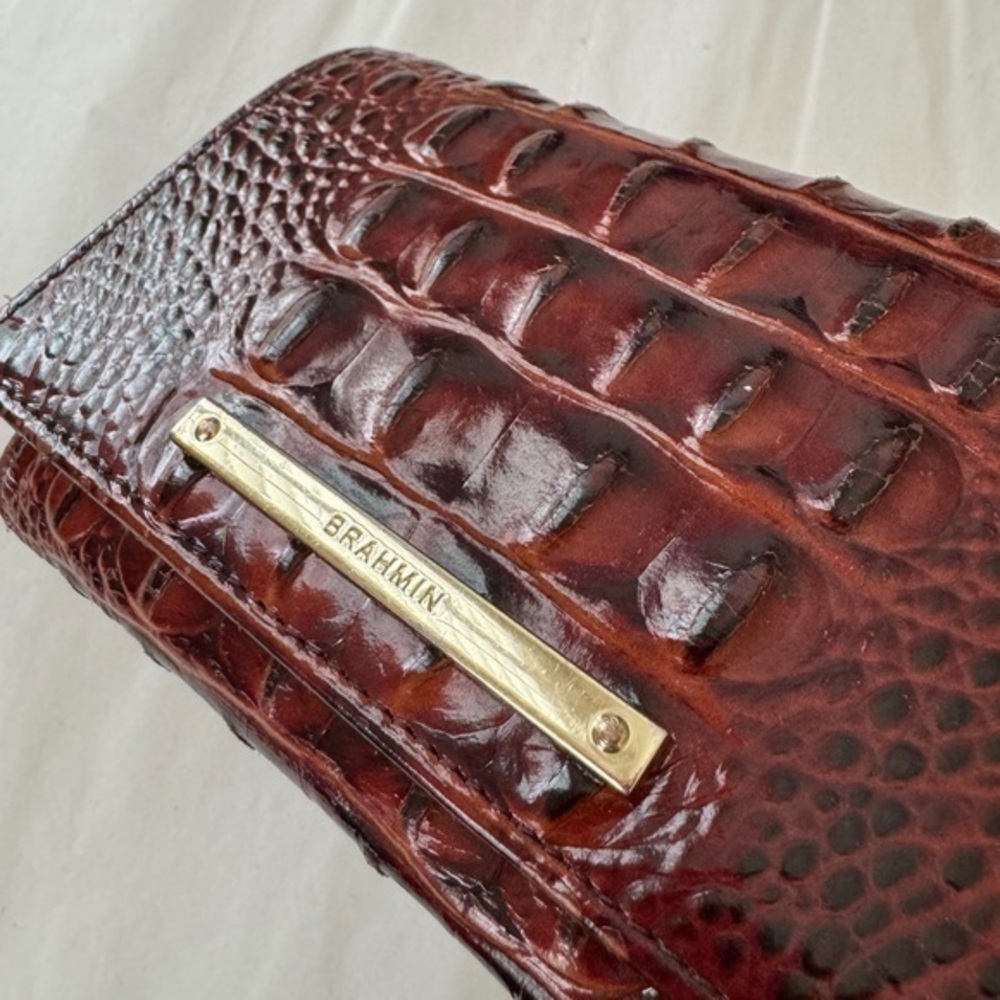 Brahmin Cordelia Brown‎ Pecan Melbourne Croc Embossed Wallet - Picture 4 of 16